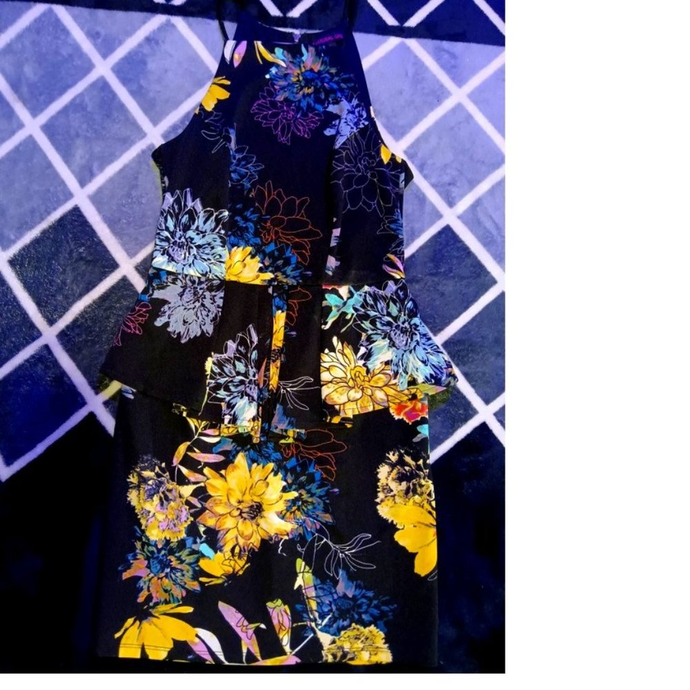 Material Girl Colorful Floral Bodycon Dress Mini Sleeveless